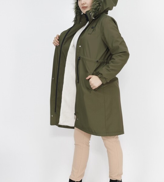 11008 Bondit Kumaş Orta Boy Kaban-HAKİ