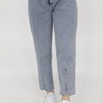 18157 Puane Beli Lastikli Paçası Dikiş Detaylı Mom Jeans Pantolon