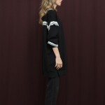 10718 Puane 2 İp Kumaş Fırfır Detaylı Sweatshirt-SİYAH