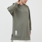 10613  Modal Kumaş Arma ve Fermuar Detaylı Sweatshirt-Gri