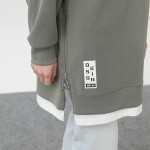 10613  Modal Kumaş Arma ve Fermuar Detaylı Sweatshirt-Gri