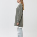 10613  Modal Kumaş Arma ve Fermuar Detaylı Sweatshirt-Gri