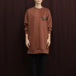 10717 Puane Scuba Kumaş Aksesuar Detaylı Sweatshirt-KAHVE