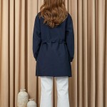 10741 Puane Taş Detaylı Paraşüt Kumaş Trenç Gömlek-LACİVERT