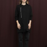 10735 Puane 2 İp Kumaş Fermuar Detaylı Sweatshirt-SİYAH