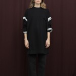 10718 Puane 2 İp Kumaş Fırfır Detaylı Sweatshirt-SİYAH