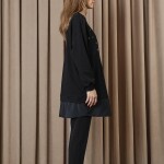 10739 Puane 2 İp Kumaş Taş ve Nakışlı Detaylı Sweatshirt-SİYAH