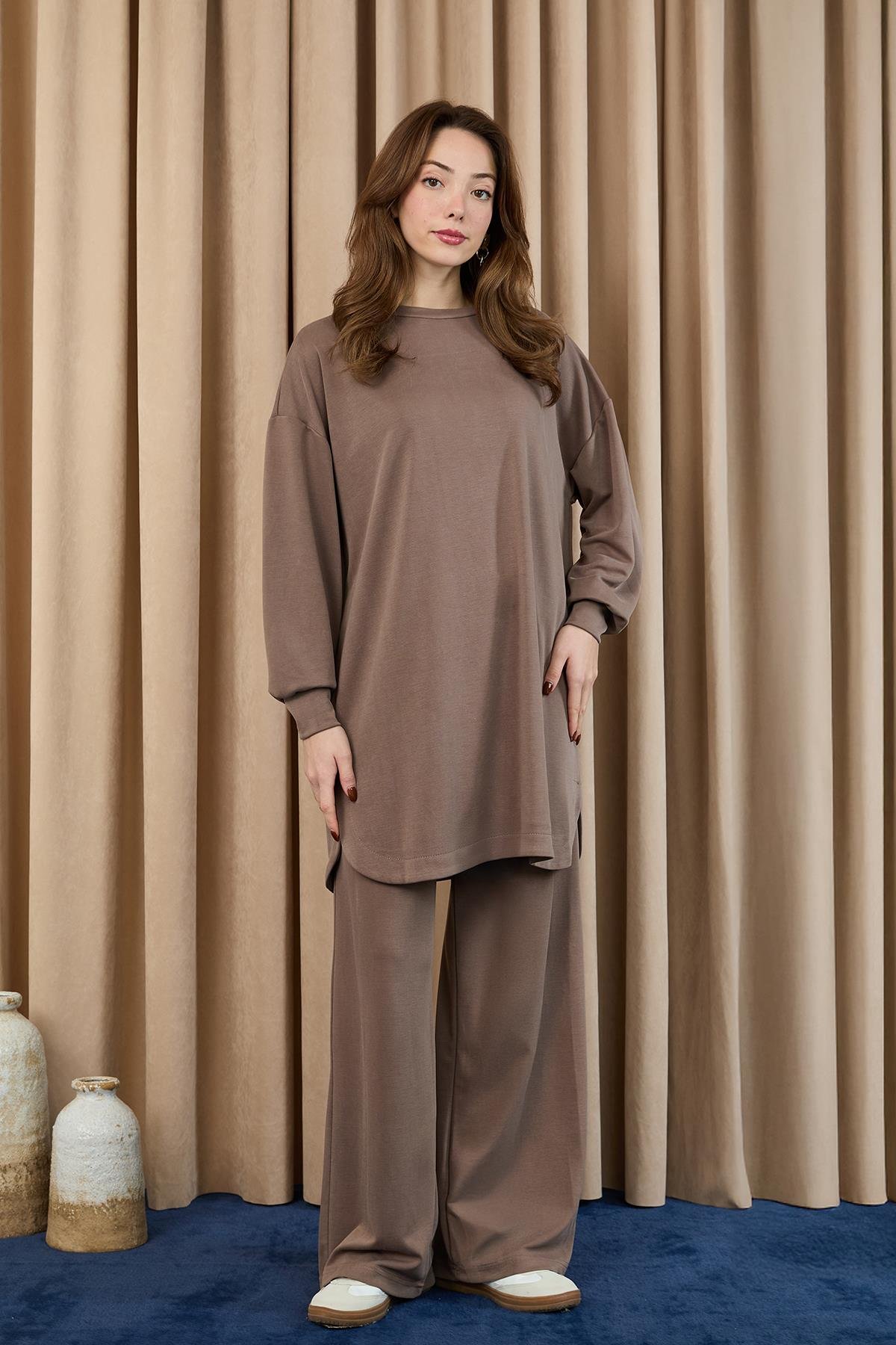 14405 Puane Oversize Basic Takım-BEJ
