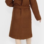 8101 Kruvaze Yaka Cep Detaylı Kuzu Tüyü Kaban-KAHVE