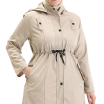 9004 Bondit Kumaş Orta Boy Battal Beden Trençkot-Taş