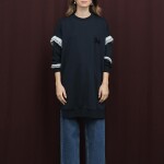 10718 Puane 2 İp Kumaş Fırfır Detaylı Sweatshirt-LACİVERT