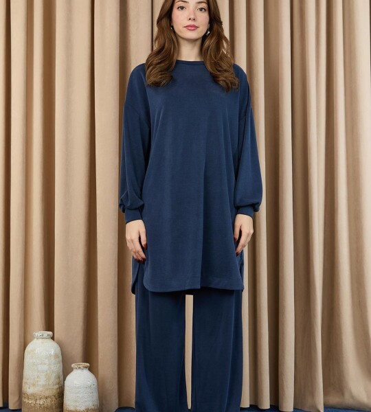 14405 Puane Oversize Basic Takım-LACİVERT