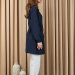 10741 Puane Taş Detaylı Paraşüt Kumaş Trenç Gömlek-LACİVERT