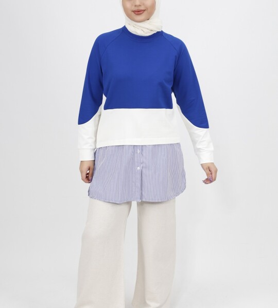 71086 Gömlek Garnili 2 İplik Kumaş Sweatshirt