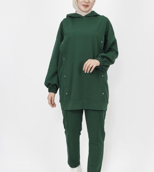 6973 Yıldız Detaylı Kapişonlu 2 Li Takım-HAKİ