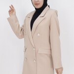 2405 Sahte Cep Detaylı Kruvaze Yaka Blazer Ceket-Taş