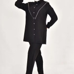 106 LİNA KETEN KUMAŞ TAŞ DETAYLI TESETTÜR 2Lİ TAKIM-SİYAH