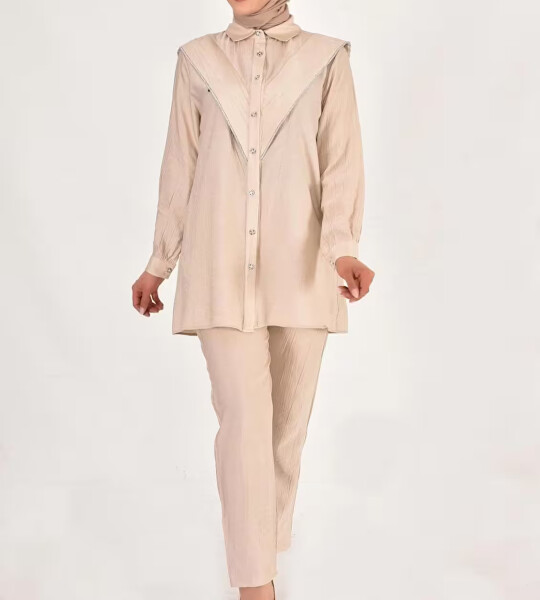 106 LİNA KETEN KUMAŞ TAŞ DETAYLI TESETTÜR 2Lİ TAKIM-TAŞ