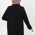 70047 İKİ İPLİK KUMAŞ TAŞ ŞERİT DETAYLI İKİLİ TAKIM-SİYAH