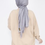 23282 2 İp Kumaş Tüy Ve İnci Detaylı Oversize Sweatshirt-BEJ