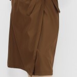 11051 Bondit Kumaş Broş Detaylı Orta Boy Trençkot-KAHVE