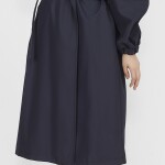 11051 Bondit Kumaş Broş Detaylı Orta Boy Trençkot-LACİVERT