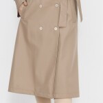 11010 Bondit Kumaş Beli Bağlama Detaylı Orta Boy Trençkot-TAŞ