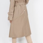 11010 Bondit Kumaş Beli Bağlama Detaylı Orta Boy Trençkot-TAŞ