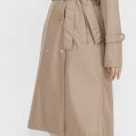 11010 Bondit Kumaş Beli Bağlama Detaylı Orta Boy Trençkot-TAŞ