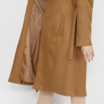 11019 Kaşe Kumaş Beli Kemerli Kaban-TABA