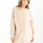 10569 PUANE İKİ İPLİK KUMAŞ ÇİZGİLİ KUMAŞ GARNİLİ SWEATSHIRT-TAŞ