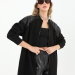 15178 PUANE İKİ İPLİK KUMAŞ DERİ GARNİLİ KAP-SİYAH