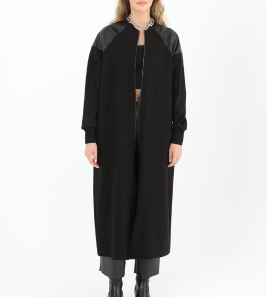 15178 PUANE İKİ İPLİK KUMAŞ DERİ GARNİLİ KAP-SİYAH