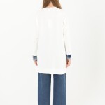 10566 PUANE İKİ İPLİK KUMAŞ KOT KUMAŞ GARNİLİ SWEATSHIRT-EKRU