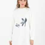 10573 PUANE İKİ İPLİK KUMAŞ KOT GARNİLİ SWEATSHIRT-EKRU