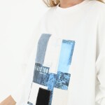 10582 PUANE İKİ İPLİK KUMAŞ ÖNÜ KUMAŞ GARNİLİ SWEATSHIRT-EKRU