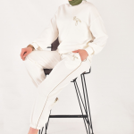 32162 Modal Kumaş Kuş Nakış Detaylı Tesettür İkili Takım-Ekru