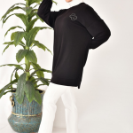 10614 Modal Kumaş Taş ve Nakış Detaylı Tesettür Tunik-SİYAH