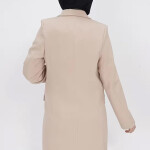 2405 Sahte Cep Detaylı Kruvaze Yaka Blazer Ceket-Taş