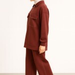 20602 Puane Modal Kumaş Cep Detaylı Takım-BORDO