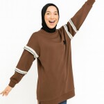 10718 Puane 2 İp Kumaş Fırfır Detaylı Sweatshirt-KAHVE